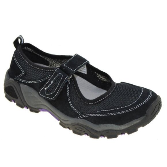 Propet Blazer Black Suede and Webbing Active Mary Jane Sport Shoes Size 9 - Picture 1 of 13